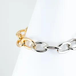 PULSEIRA ELO CADEADO 2 BANHO OURO E RÓDIO