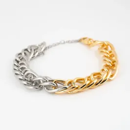 PULSEIRA ELO DUPLO 2 BANHOS OURO E RÓDIO