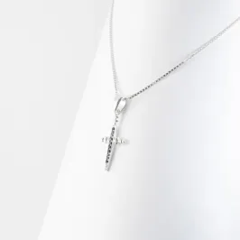 COLAR CORRENTE VENEZIANA CRUCIFIXO CRAVEJADO ZIRCONIA NEGRA