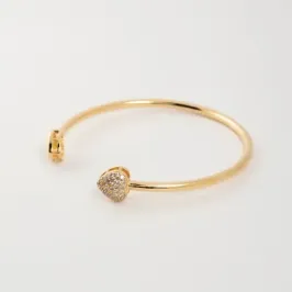 BRACELETE 2 CORAÇÕES CRAVEJADO E LISO