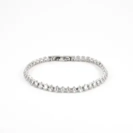 PULSEIRA COM BANHO DE RODIO PEDRA CRISTAL OVAL
