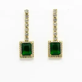 BRINCO PENDURADO COM PEDRAS CRIYSTAL E VERDE