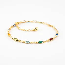 PULSEIRA COM PEDRAS OVAL COLORIDA
