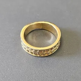 ANEL TIPO ALIANÇA COM DETALHE DE FOLHAS