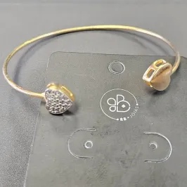 BRACELETE REGULAVEL DOIS CORAÇÕES CRAVEJADO E LISO