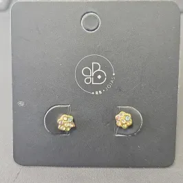 BRINCO MINI FLOR PEDRINHAS COLORIDAS