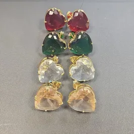 BRINCO PEDRA CORAÇÃO  ESTILO GALERIA CORES VARIADAS
