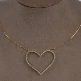 GARGANTILHA CORAÇÃO GRANDE VAZADO CRAVEJADO