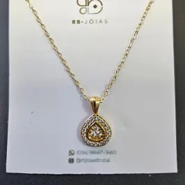 GARGANTILHA ELO LOVE PEQUENO GOTA CRAVEJADO 45 CM