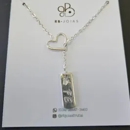 GARGANTILHA GRAVATA CORAÇÃO E PLACA FÉ