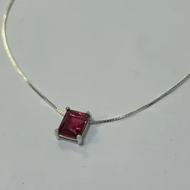 GARGANTILHA PEDRA VERMELHA CORRENTE VENEZIANA 70CM