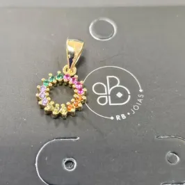 PINGENTE CIRCULO CRAVEJADO CORES VARIADAS