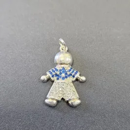 PINGENTE  MENINO PEDRAS AZUIS CRAVEJADO