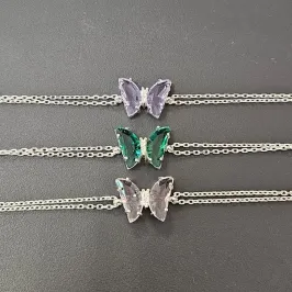 PULSEIRA FIO DUPLO BORBOLETA PEDRA CORES VARIADAS