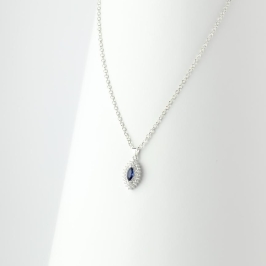 CONJUNTO OVAL CRAVEJADO PEDRA AZUL BRINCO E GARGANTILHA