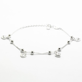 PULSEIRA BOLINHA COM CORAÇÕES PENDURADO COM PONTO DE LUZ