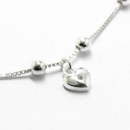 PULSEIRA BOLINHA CORAÇÃO PENDURADO LISO