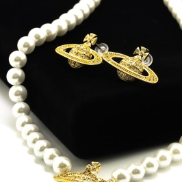 CONJUNTO CORRENTE PEROLA BRINCO SATURNO