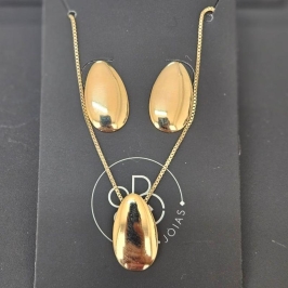 CONJUNTO GOTA LISA BRINCO E GARGANTILHA