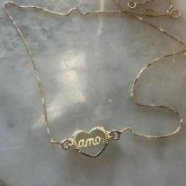 GARGANTILHA CORACAO ESCRITO AMOR