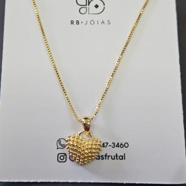 GARGANTILHA CORAÇÃO TRABALHADO 40 CM 5 CM DE EXTENSOR