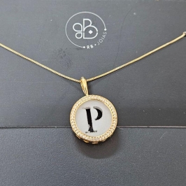 GARGANTILHA CRAVEJADO REDONDO LETRA P