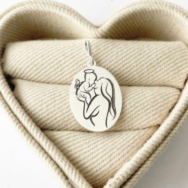 PINGENTE MÃE E ANJO BEBÊ