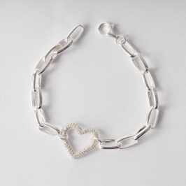 PULSEIRA CORAÇAO CRAVEJADO ELO CARTIER 10.41GR 18CM