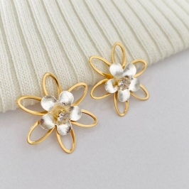 BRINCO FLOR VAZADO  E PONTO LUZ