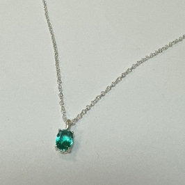 GARGANTILHA PEDRA VERDE OVAL CORRENTE ELO PORTUGUÊS 60CM