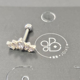 PIERCING TRAGUS COROA PEDRA CRYSTAL