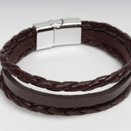 PULSEIRA COURO 3 CORDOES MARROM