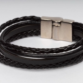 PULSEIRA COURO 4 CORDOES PRETO