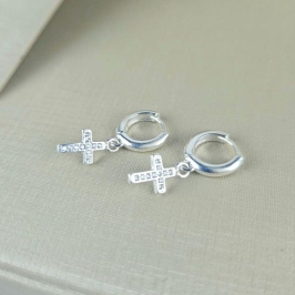 ARGOLA CLICK CRUZ PENDURADO CRAVEJADO