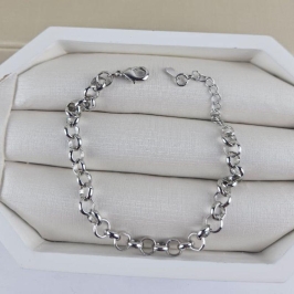 PULSEIRA BANHO DE RODIO ELO PORTUGUÊS