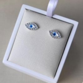 BRINCO OLHO GREGO OVAL CRAVEJADO