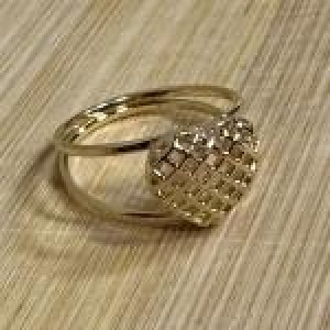 ANEL DOIS FIOS COM CORACAO XADREZ VAZADO P