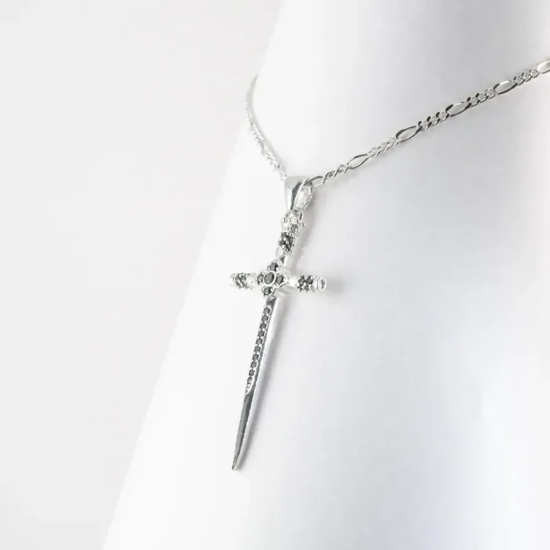 COLAR CORRENTE 3x1 CRUCIFIXO CRAVEJADO ZIRCONIA NEGRA