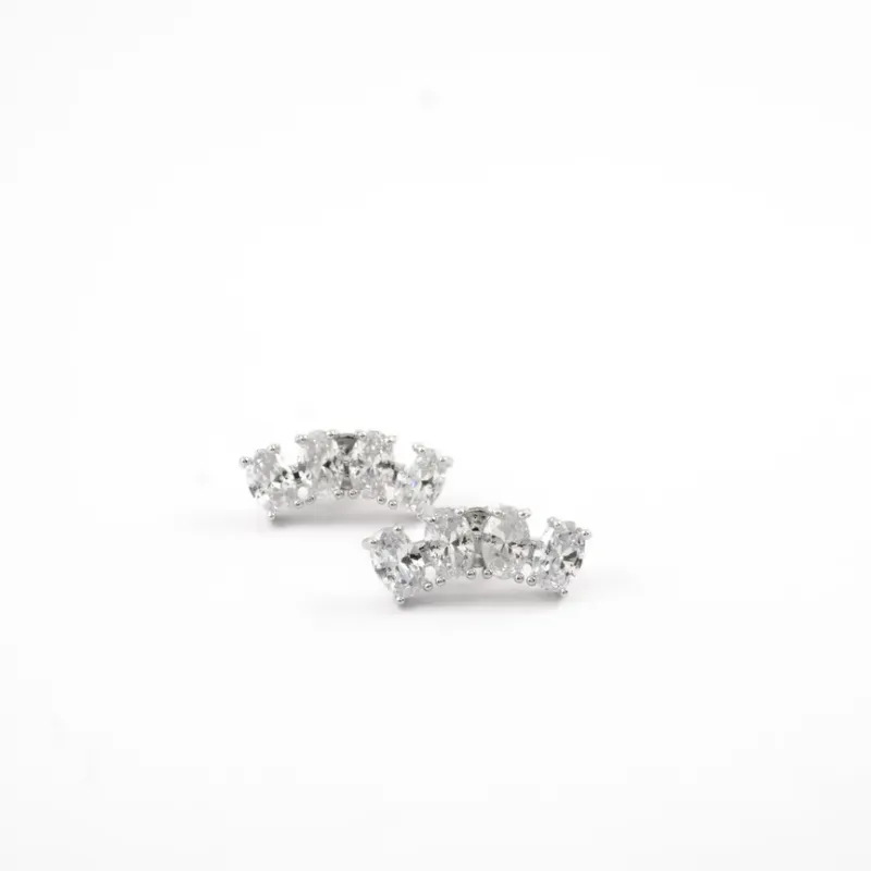BRINCO EARCUFF COM BANHO DE RODIO 4 PEDRAS