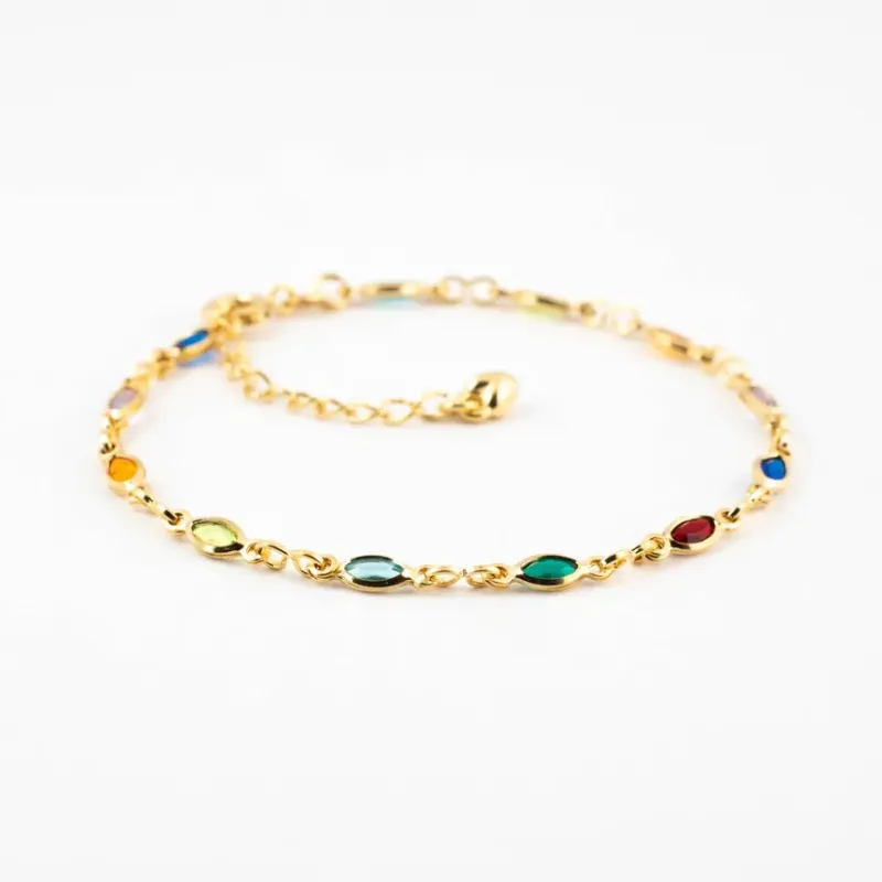 PULSEIRA COM PEDRAS OVAL COLORIDA