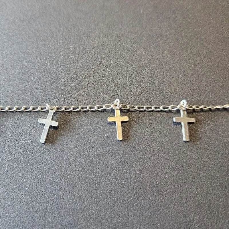 PULSEIRA PENDURADA CRUZ CORRENTE ELO CADEADO