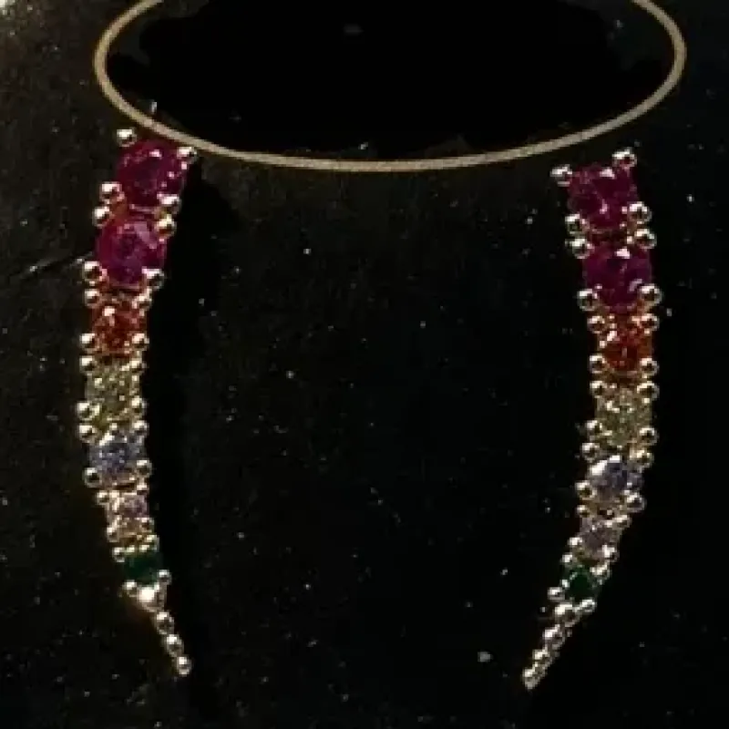 BRINCO EAR CUFF CRAVEJADO ZIRCONIA COLORIDA 