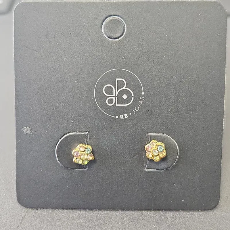 BRINCO MINI FLOR PEDRINHAS COLORIDAS
