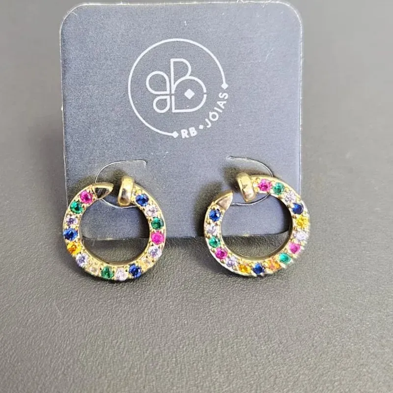 BRINCO PREGO COM PEDRAS COLORIDAS