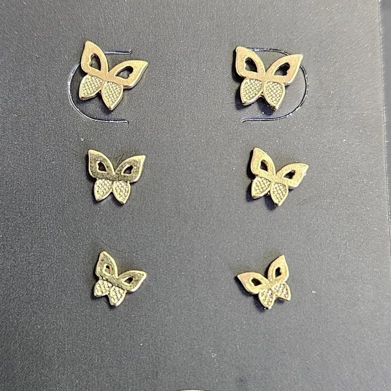 BRINCO TRIO BORBOLETA VAZADO E TRABALHADO P M G