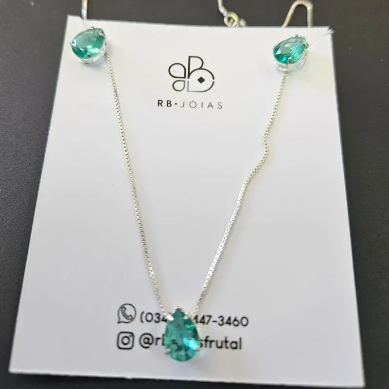 CONJUNTO PEDRA GOTA CORES VARIADAS