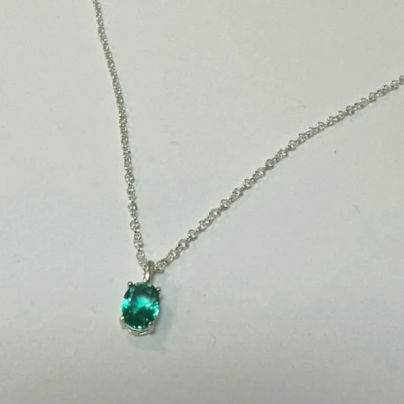 GARGANTILHA PEDRA VERDE OVAL CORRENTE ELO PORTUGUÊS 60CM