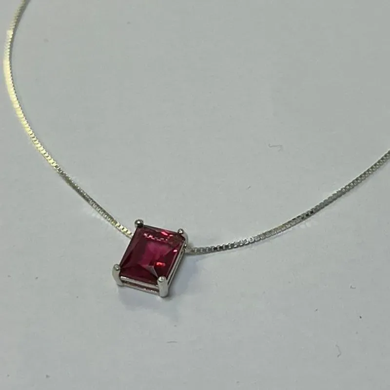 GARGANTILHA PEDRA VERMELHA CORRENTE VENEZIANA 70CM