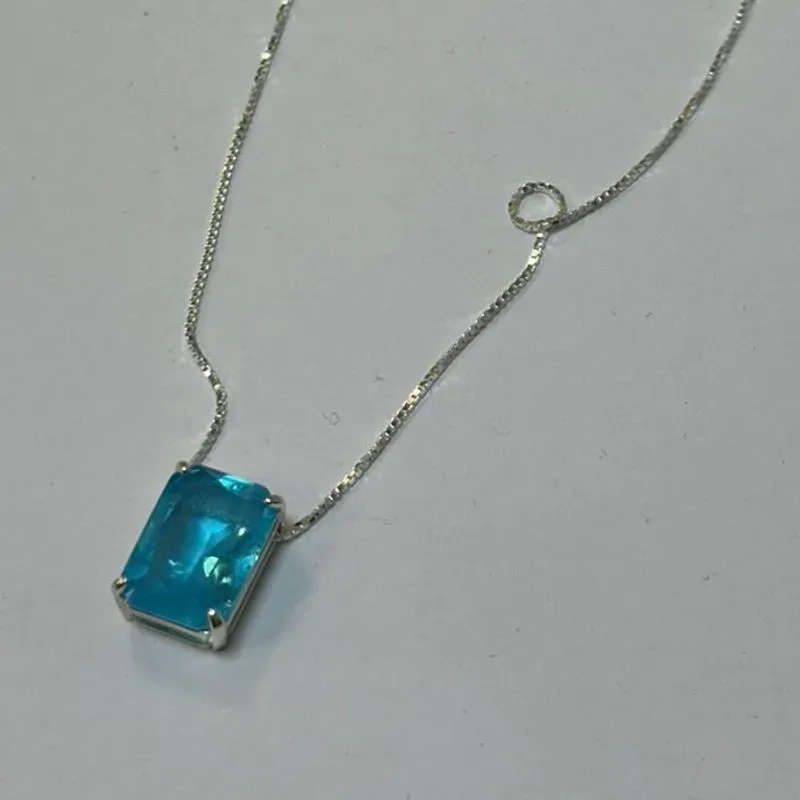 GARGANTILHA TOPAZIO AZUL CORRENTE VENEZIANA 70CM