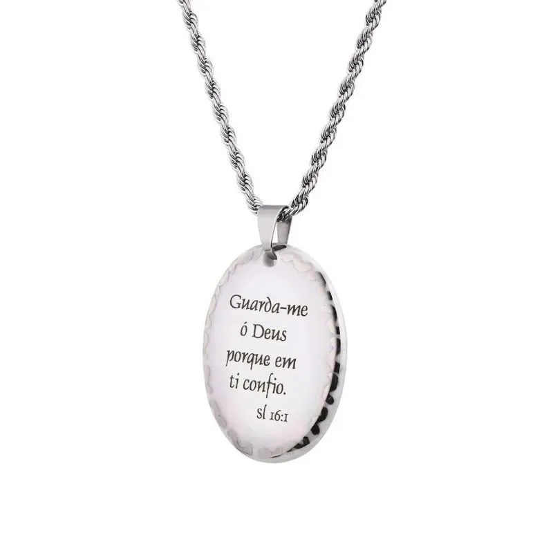 PINGENTE MEDALHA OVAL COM FRASE PERSONALIZADA